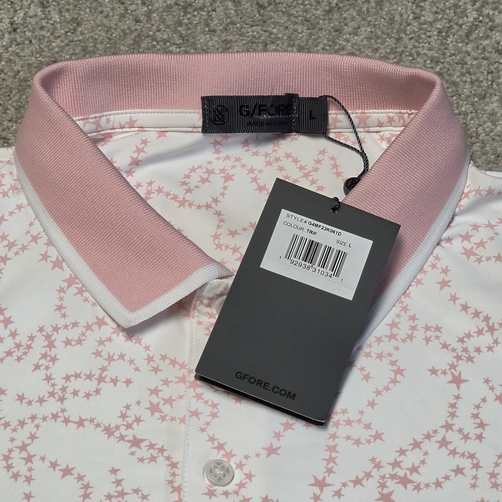 G/FORE Star Dust Tech Jersey Slim Fit Polo Golf Shirt NWT‎ Large $120 Pink